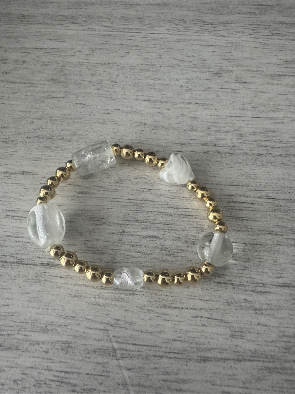 Gold & Clear Beaded Stretch Bracelet — Women's Fashion Bracelet